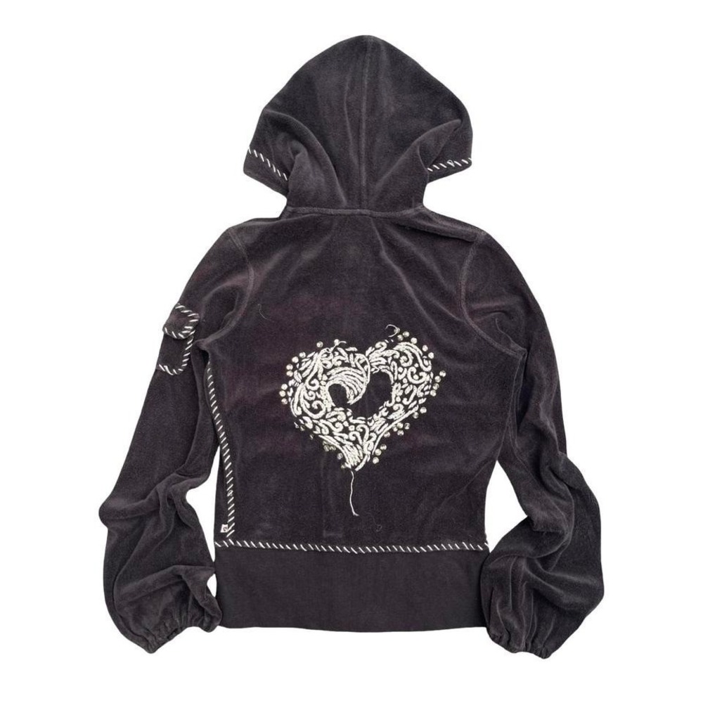 TWISTED HEARTS Black & white heart zip up‎ hoodie grunge